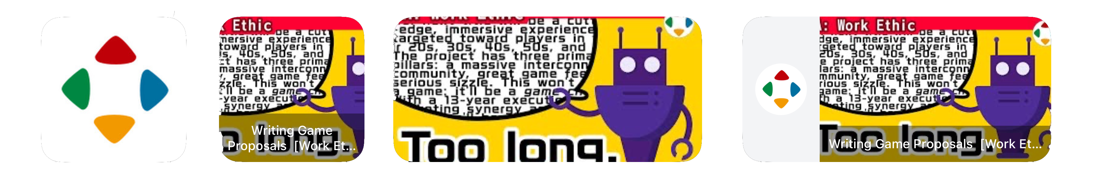 Four widget examples of different layouts and sizes